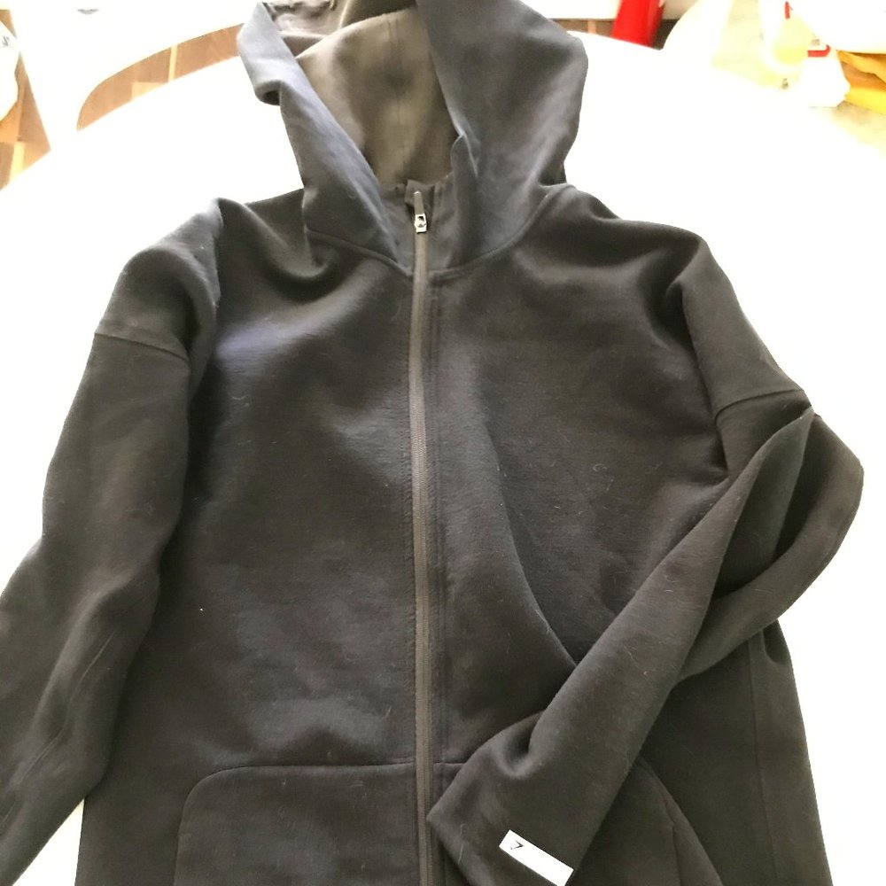 Men Gymshark Black Zip Hoodie Medium